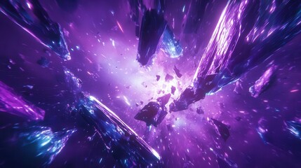 Wall Mural - cosmic asteroids slicing through starlit space, glowing with ethereal energy, dramatic lighting, sha