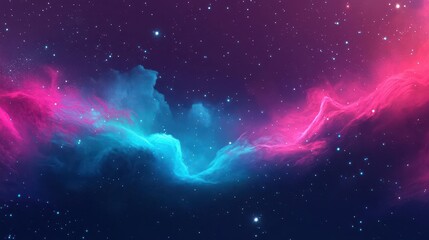Wall Mural - deep space nebula with swirling cosmic clouds in vibrant magenta and turquoise, studded with brilliant stars