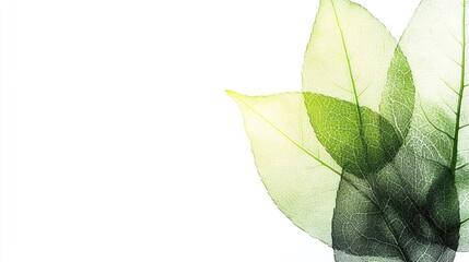 Wall Mural - Layered Green Leaves with Transparent Texture and Natural Design