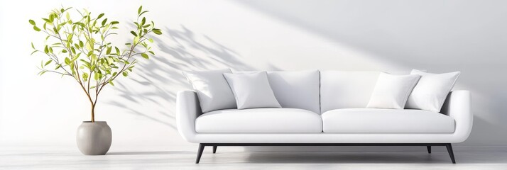 Wall Mural - Modern Minimalist Living Room Sofa Design - Clean lines, soft textures, natural light, serene atmosphere, and simple elegance. A perfect blend of modern design and comfort.