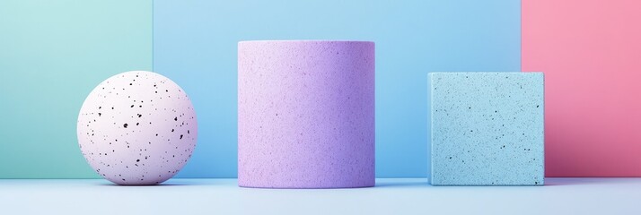Wall Mural - pastel geometric shapes abstract background - modern design, pastel colors, textured surfaces, minim