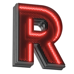 Wall Mural - Illuminated 3D Letter R In Neon with transparent background