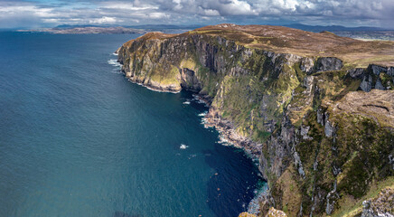 Poster - Aerial view of the cliffs of Horn Head at the wild atlantic way in Donegal - Ireland.