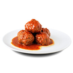 sweditsh meatballs on a plate isolated on transparent background