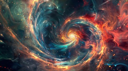Wall Mural - A spiral galaxy with a red and blue swirl