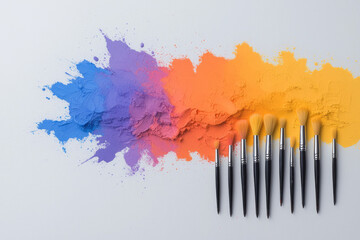 Aufkleber - An abstract image where paintbrushes morph into laboratory test tubes, symbolizing the blend of art and science,