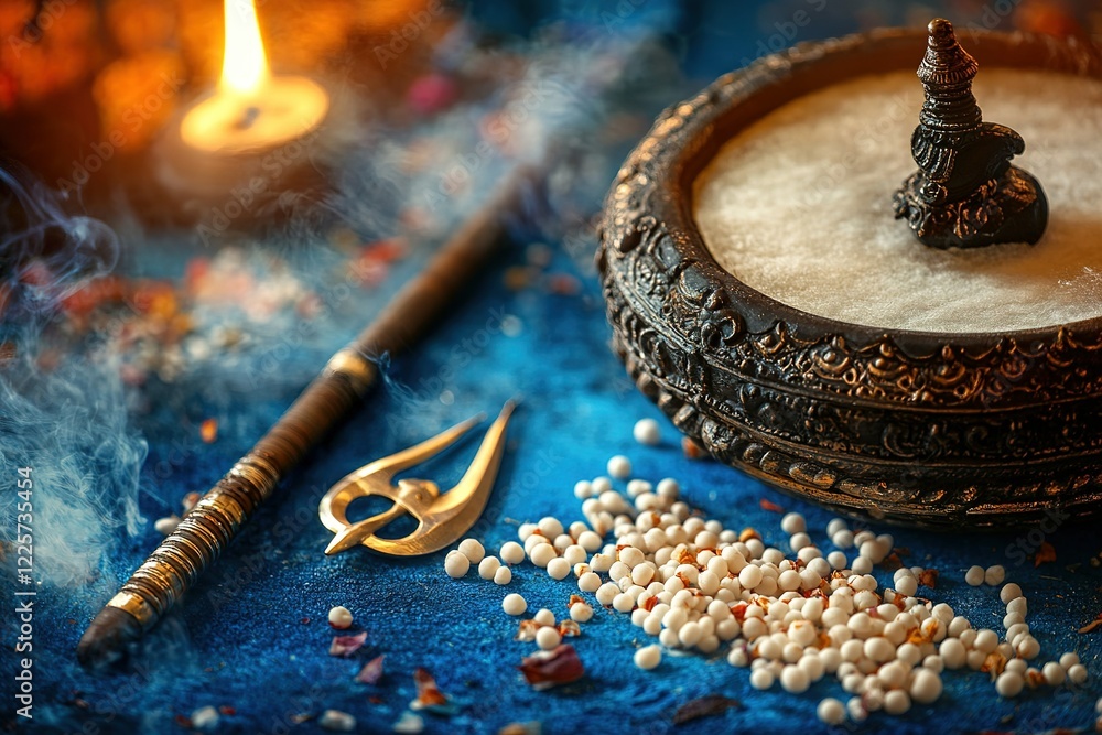 Shivaratri background with Shivas trident and Pellet Drum Damroo ...