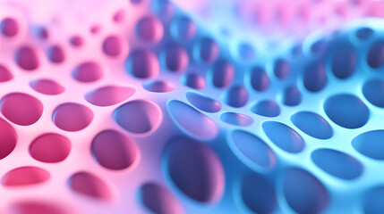 Wall Mural - Abstract blue and pink three-dimensional background of many spheres separated from each other and resembling drops 3D illustration 3D rendering


