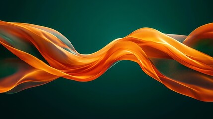 Wall Mural - Abstract Orange Fluid Dynamic Flowing Elegant Design Background art wave silk teal dark amber curve 