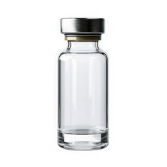 Glass medical bottle with liquid isolated on transparent background