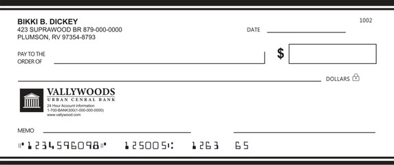 Wall Mural - bank check, vector blank money cheque, checkbook template with guilloche pattern and fields. currenc