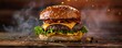 © HISTOCK - Mouthwatering burger with melted cheese and crispy bacon is steaming on a rustic wooden surface