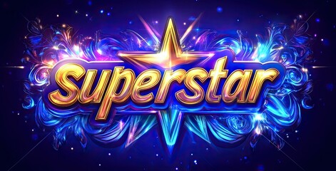 Wall Mural - Superstar text style - Editable theme