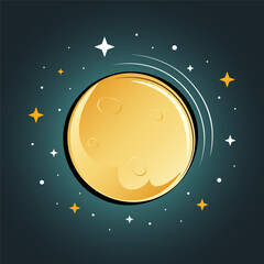 Wall Mural - full moon and star night cute icon weather, isolated on dark background, lunar, dream, lullaby, astr