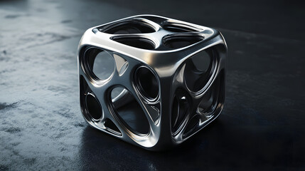 Wall Mural - abstract futuristic metal cube. science fiction block design. 3d rendering