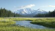 © Kanisorn - Majestic mountain backdrop adorned with wildflowers, crystal-clear streams, and soft mist, inspiring a profound connection with nature's tranquility.