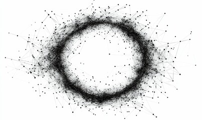 Abstract network; dark ring, dots, lines.
