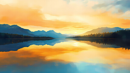 Wall Mural - serene lake reflects