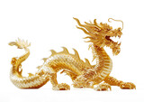 golden chinese dragon statue on a transparent background