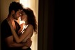 © MyJuly - man and a woman are in love. a couple is passionately hugging at home. relationships, mutual sympathy and love