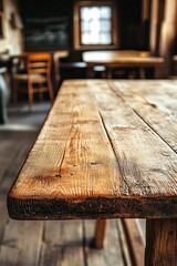 Aufkleber - Empty wooden tabletop showing beautiful grain in rustic restaurant