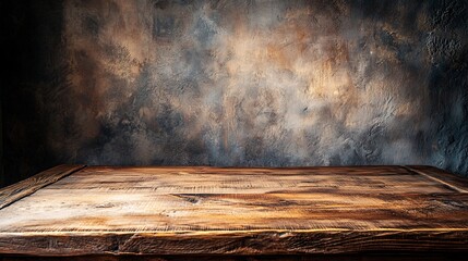 Aufkleber - Image of an empty wooden tabletop against a dark grunge background