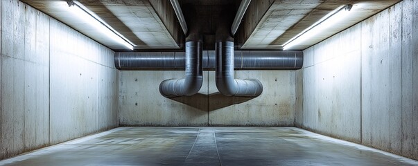 Poster - Ventilation system creating shadows in empty concrete room