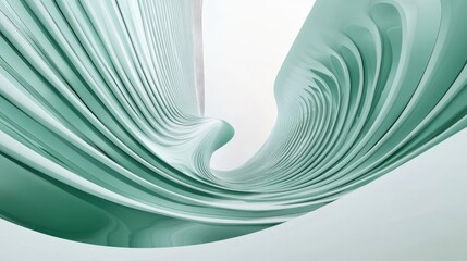 Abstract architectural design featuring undulating green structures against a white background