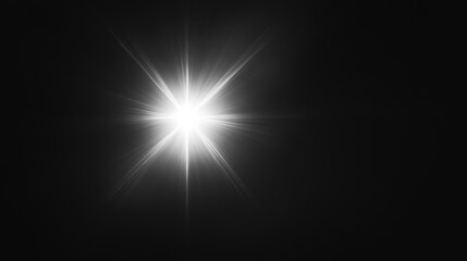 Wall Mural - minimalist fisheye perspective capturing radiant star-like light with sharp luminous flares against 