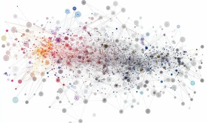Connected circles form a colorful, web-like structure.