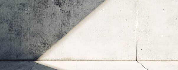 Aufkleber - Sunlight is illuminating empty concrete room with two walls