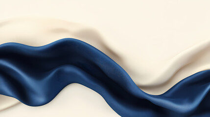 Wall Mural - abstract background with smooth indigo and cream waves on a light white surface, elegant 3d renderin