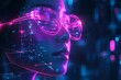 © jambulart - Cyberpunk woman with luminous geometric lines and glasses.