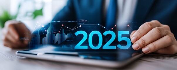 Leinwandbilder - Businessman analyzing financial data for 2025 business growth