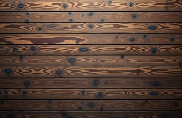 Fototapete - Dark brown wooden planks form seamless texture background. Horizontal lines create natural pattern. Wood grain detail, knots add visual interest. Suitable for design projects requiring rustic vintage