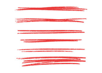 Wall Mural - crayon underline collection of red textured horizontal brushstrokes - rough, uneven lines with varyi