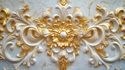 Wall Mural - Wall decor Venetian decorative plaster with golden glitter paint. Background, abstraction.