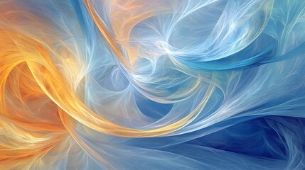 Wall Mural - Abstract Blue and Orange Swirling Energy Flow, AI Generated Art