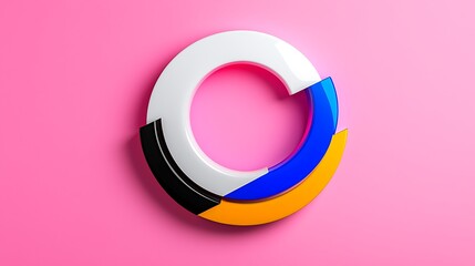 abstract colorful circular graphic design element on pink background.