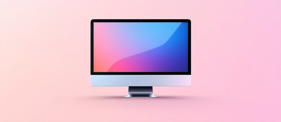 Modern Minimalist Computer Screen Mockup on Pink Background