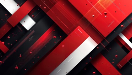 Fototapete - Abstract geometric design in red black, white. Diagonal stripes, triangles create dynamic pattern. Modern tech inspired business background. Trendy, stylish visual composition for digital tech