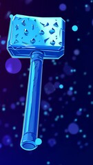 Wall Mural - vibrant depiction of a mystical hammer glowing against a dark backdrop filled with shimmering partic