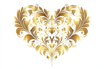 Aufkleber - Decorative golden heart design with intricate patterns on a plain background for special occasions or celebrations