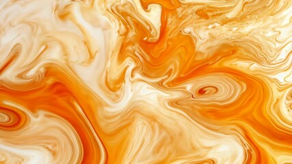 Wall Mural - swirling patterns of orange and white create a vibrant and dynamic abstract design captured in close