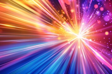 Aufkleber - Vibrant rays of light converging at a central burst of energy in abstract background
