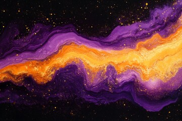 Wall Mural - vibrant nebula with swirling purple and orange colors in a cosmic landscape