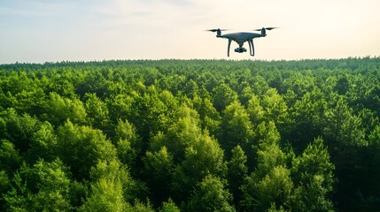 Wall Mural - Aerial View of Vibrant Forest Captured by FPV Drone Photography