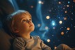 © ChaoticMind - Child gazing at stars with wonder in a cozy indoor setting creating a magical atmosphere