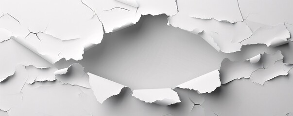 Poster - Cracked white wall background with circular copy space in the center