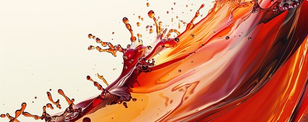 Fototapete - Shiny red liquid splashing and making abstract shapes on a light background